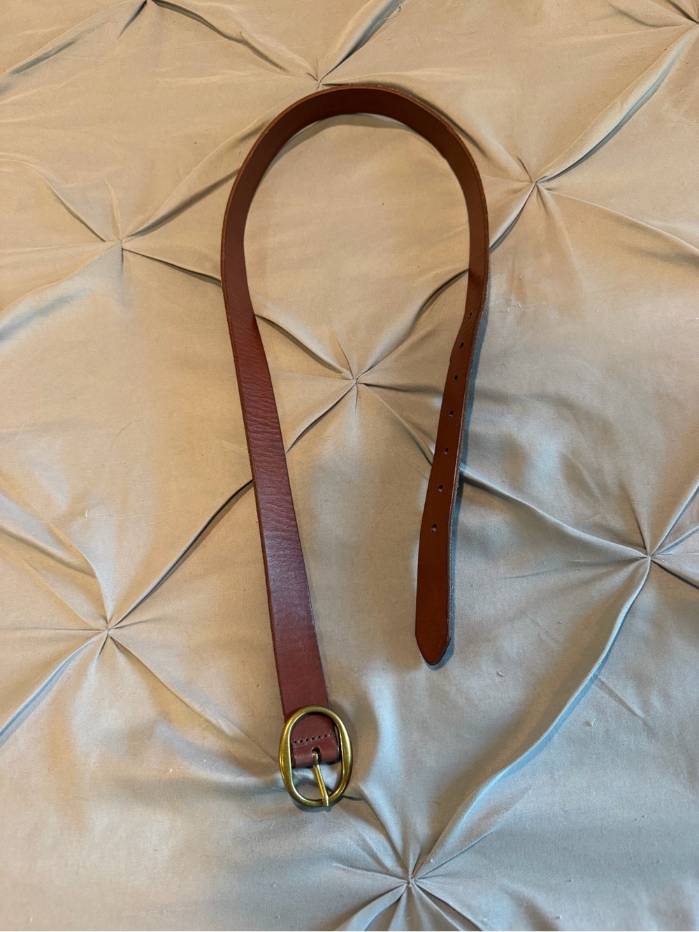 GAP Brown Leather Belt with Brass Oval Buckle